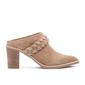 Dolce Vita Serla Pointed Toe Braided Slip On Mule Block Heel Brown Tan 7.5